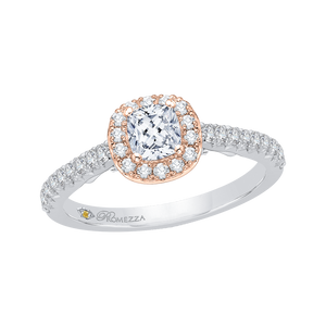 Two Tone Gold with Cushion Cut Diamond Engagement Ring Promezza PRU0013EC-44WP