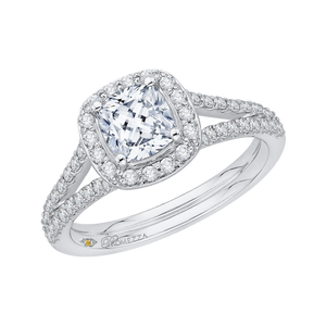 Split Shank Cushion Cut Diamond Engagement Ring Promezza PRU0016EC-02W