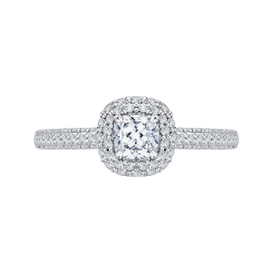 Double Halo Engagement Ring with Cushion Diamond Promezza PRU0070EC-44W