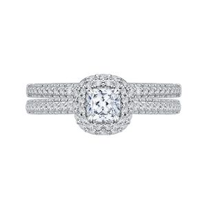 Double Halo Engagement Ring with Cushion Diamond Promezza PRU0070EC-44W