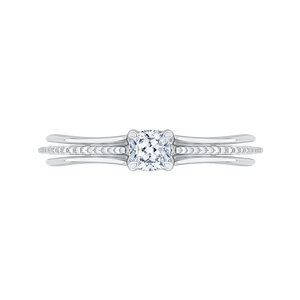 Cathedral Style Engagement Ring With Cushion Cut Diamond Promezza PRU0148EC-44W-.50