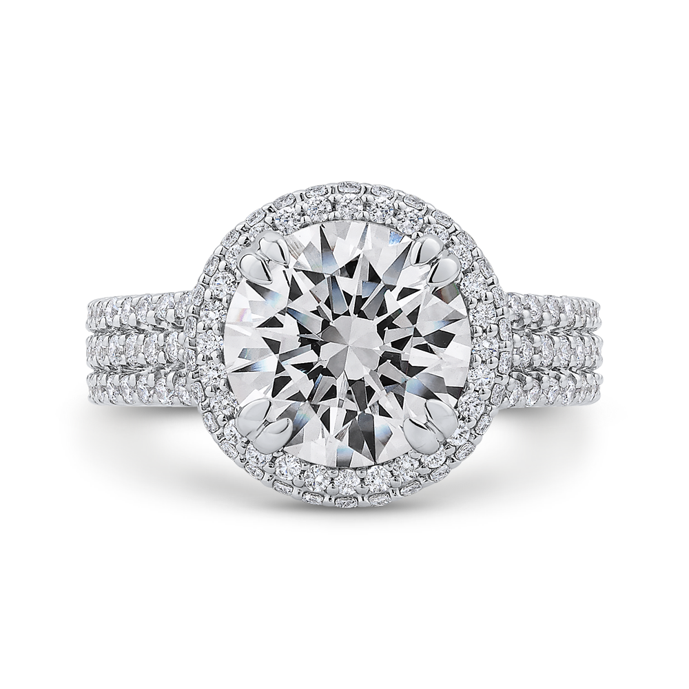 Three Row Round Diamond Engagement Ring Carizza Boutique QR0046K-40W