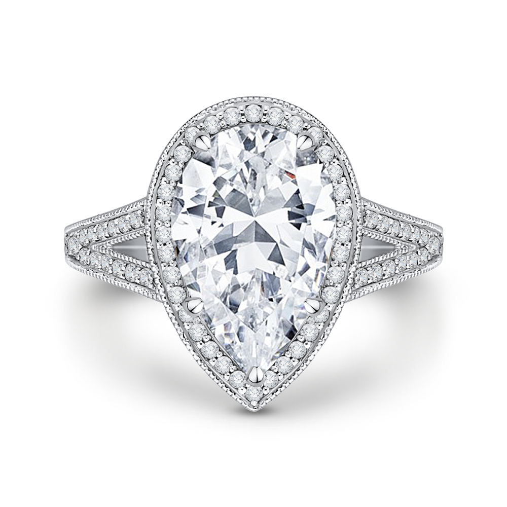 Split Shank Pear Diamond Engagement Ring Carizza Boutique QRA0043K-40W
