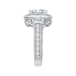 Semi-Mount Emerald Diamond Bridal Ring Carizza Boutique QRE0014K-40W