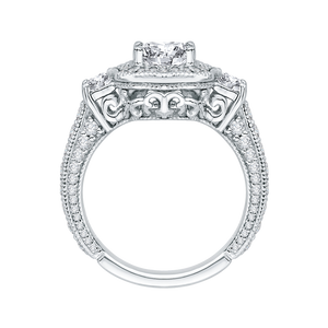 Semi-Mount Emerald Diamond Bridal Ring Carizza Boutique QRE0014K-40W