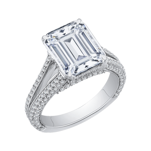 Split Shank Emerald Diamond Bridal Ring Carizza Boutique QRE0022K-40W
