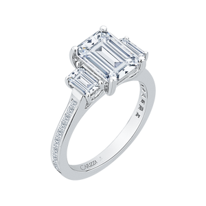 Three Emerald Cut Diamond Engagement RIng Carizza Boutique QRE0036K-40W