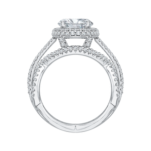 Carizza Criss-Cross Shank Oval Diamond Halo Engagement Ring QRO0013K-40W