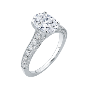 Oval Shape Semi-Mount Diamond Engagement Ring Carizza Boutique QRO0050K-40W