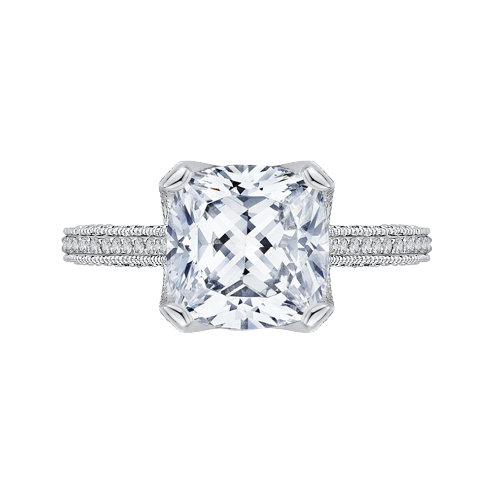 Semi-Mount Cushion Diamond Engagement Ring Carizza Boutique QRU0044K-40W