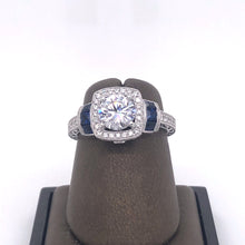 Load image into Gallery viewer, 18Kt Gold Semi Mount 0.28 Carat Weight Diamonds and 0.55 Sapphire Ring
