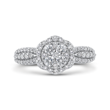Load image into Gallery viewer, Three Row Diamond Floral Halo Fashion Ring Luminous RF0957T-42W
