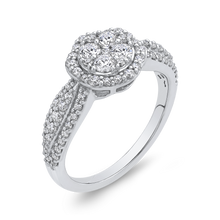 Load image into Gallery viewer, Three Row Diamond Floral Halo Fashion Ring Luminous RF0957T-42W
