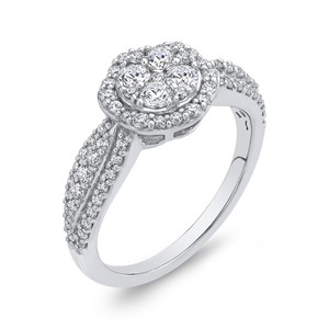 Three Row Diamond Floral Halo Fashion Ring Luminous RF0957T-42W