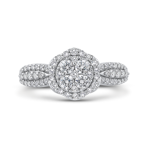 Three Row Diamond Floral Halo Fashion Ring Luminous RF0957T-42W