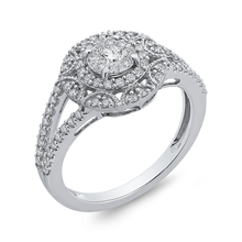 Load image into Gallery viewer, Round White Diamond Double Halo Fashion Ring Luminous RF1036T-42W
