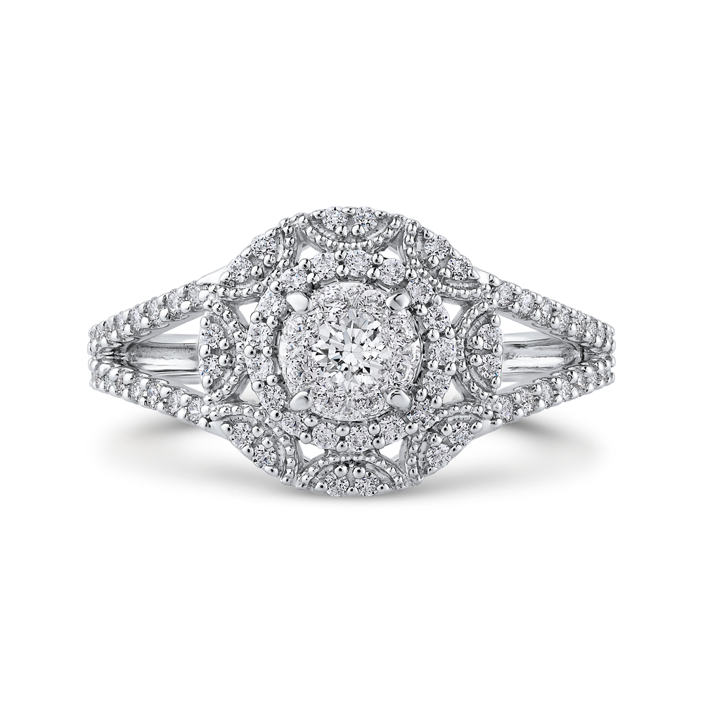 Round White Diamond Double Halo Fashion Ring Luminous RF1036T-42W