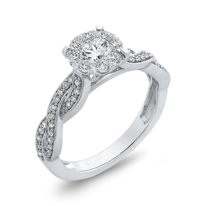 Criss-Cross Shank White Diamond Halo Fashion Ring Luminous RF1040T-42W
