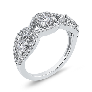 White Diamond Three Stone Fashion Ring Luminous RF1047T-42W
