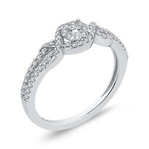 White Round Diamond Halo Fashion Ring Luminous RF1048T-42W