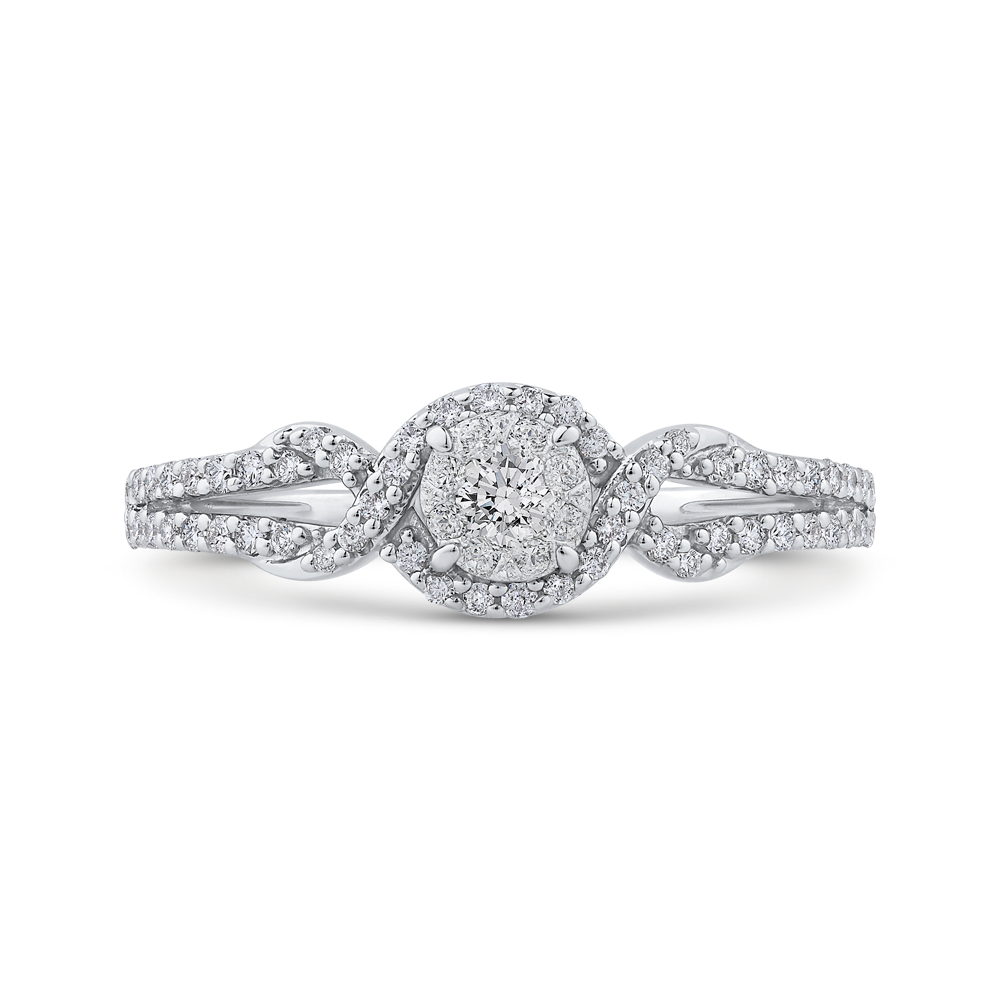 White Round Diamond Halo Fashion Ring Luminous RF1048T-42W