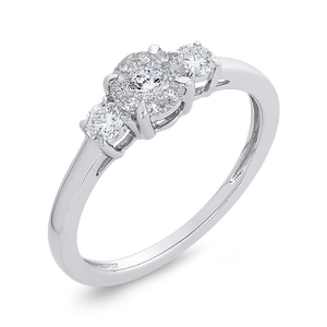 White Gold Three Stone Fashion Ring Luminous RF1061T-42W