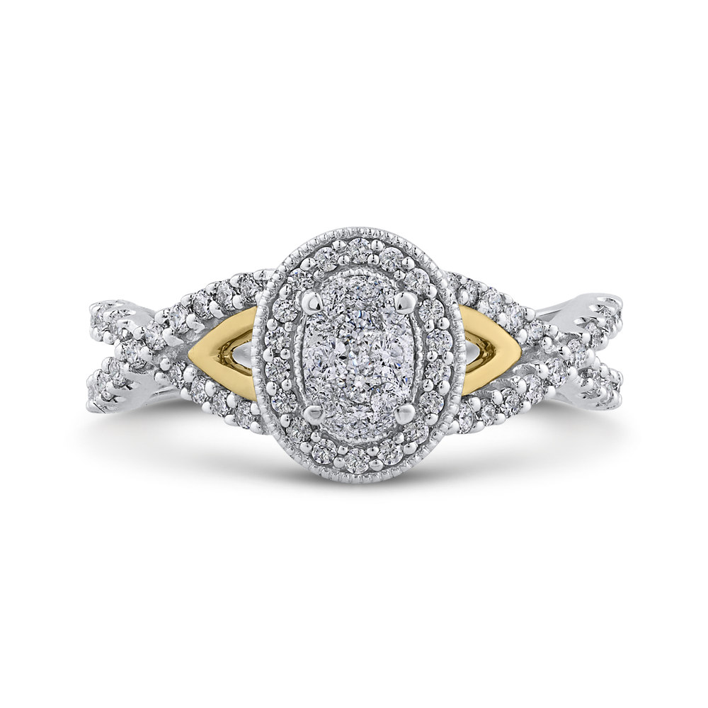 Split Shank Oval White Diamond Fashion Ring Luminous RF1066T-42WY