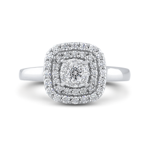 White Diamond Double Halo Cluster Fashion Ring Luminous RF1068T-42W