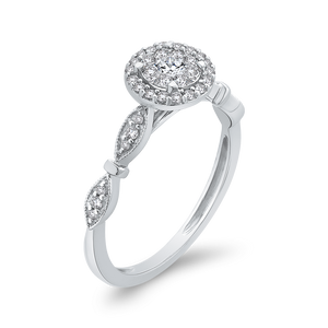 White Gold Round Diamond Halo Fashion Ring Luminous RF1070T-42W