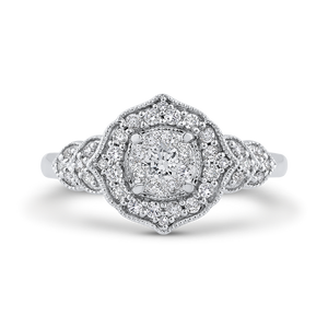 White Diamond Floral Halo Fashion Ring Luminous RF1071T-42W