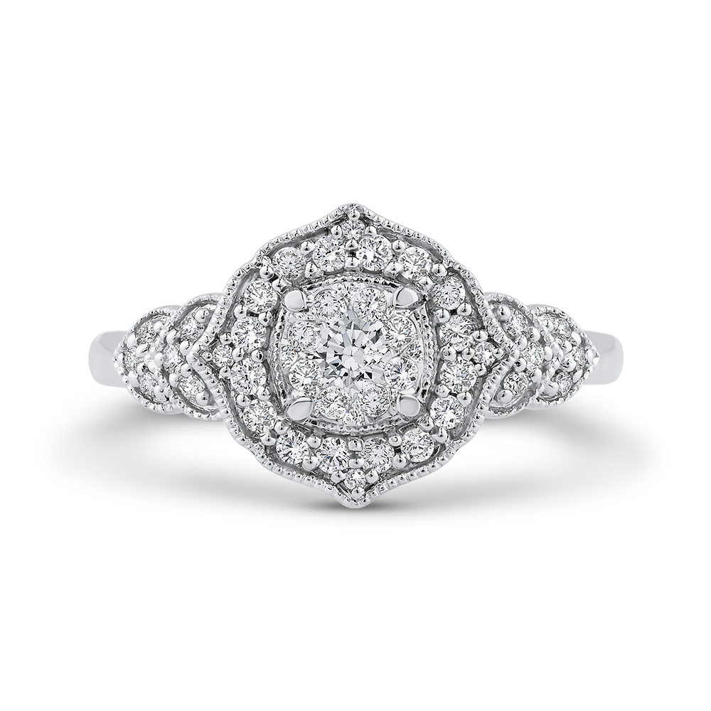 White Diamond Floral Halo Fashion Ring Luminous RF1071T-42W
