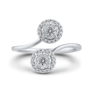 Round Halo Diamond Bypass Fashion Ring Luminous RF1082T-04W