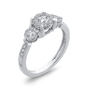 Round Diamond Floral Halo Fashion Ring Luminous RF1084T-42W