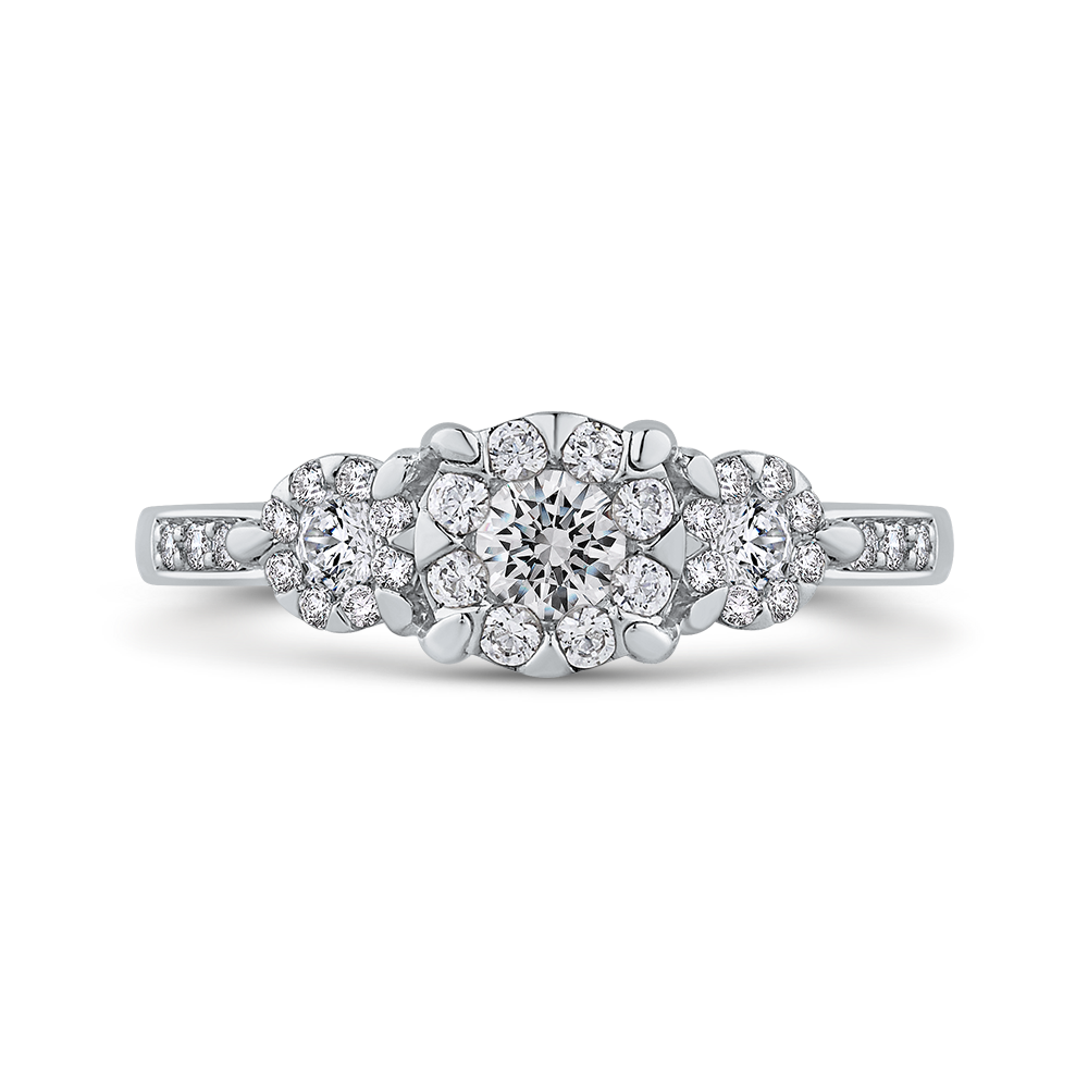 Round Diamond Floral Halo Fashion Ring Luminous RF1084T-42W