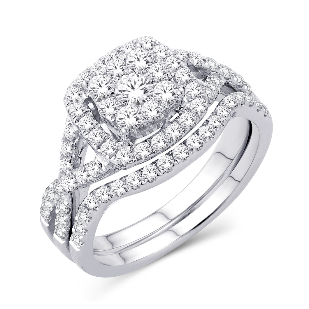 10kt White Gold 1.00 Carat Weight Endless Luster Cushion Diamond Bridal Ring