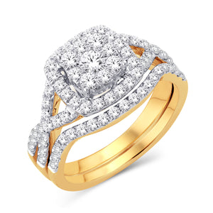 10kt Yellow Gold 1.00 Carat Weight Endless Luster Cushion Diamond Bridal Ring