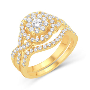 10kt Yellow Gold 1.50 Carat Weight Composite Glittera Bridal Ring