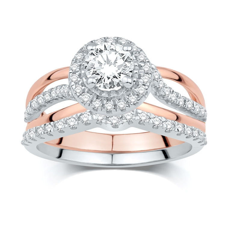 14kt White & Rose Gold 1.00 Carat Weight Certified Uno Bridal Ring