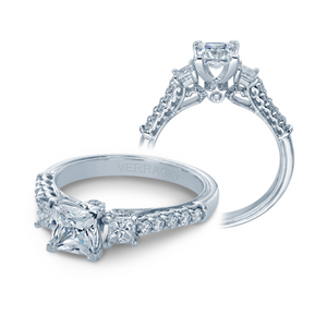 Verragio Classic V 904 P5.5 - 14k White Gold Three-Stone Princess Cut Diamond Engagement Ring