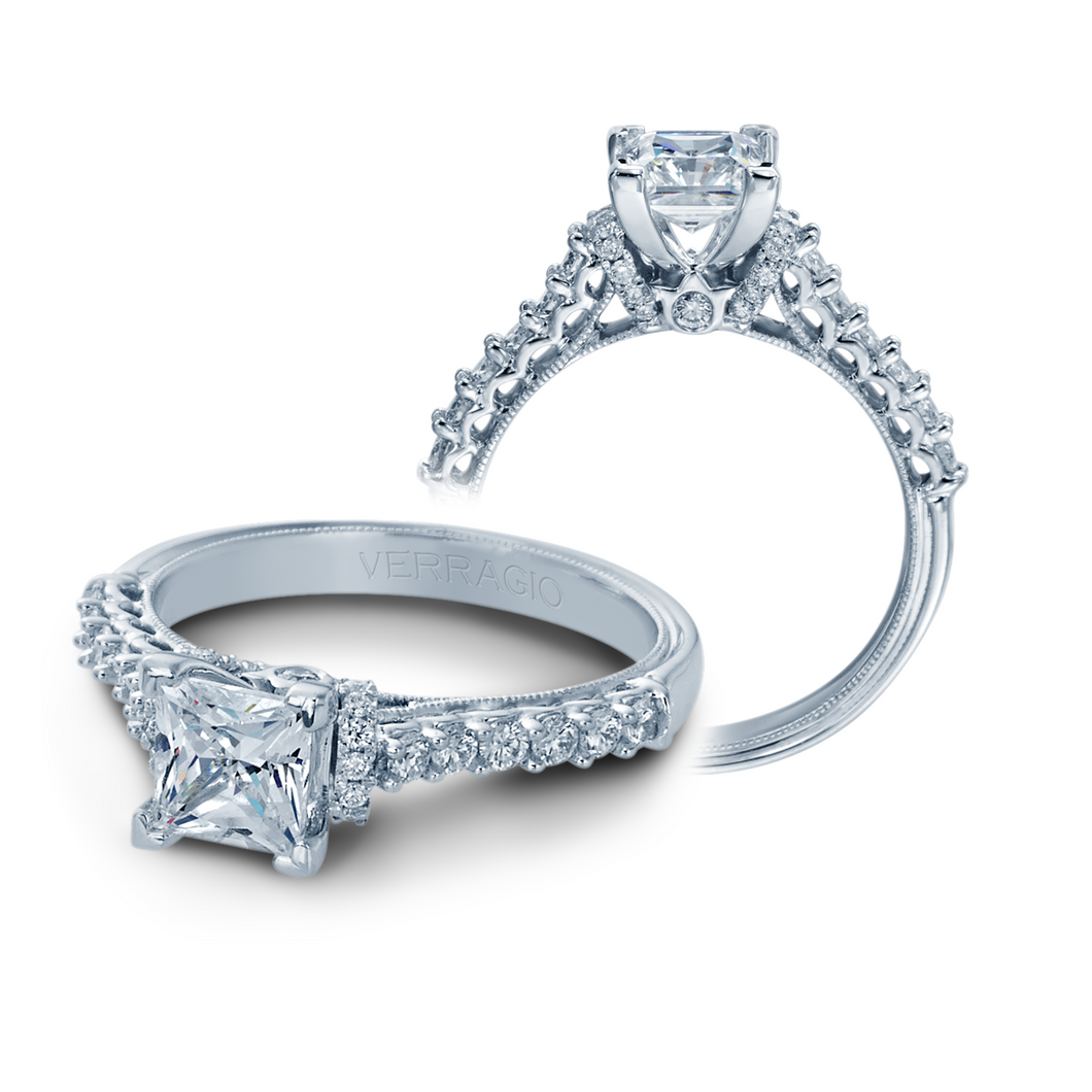 Verragio Classic 14k White Gold Princess Cut Engagement Ring V-906-P5.5