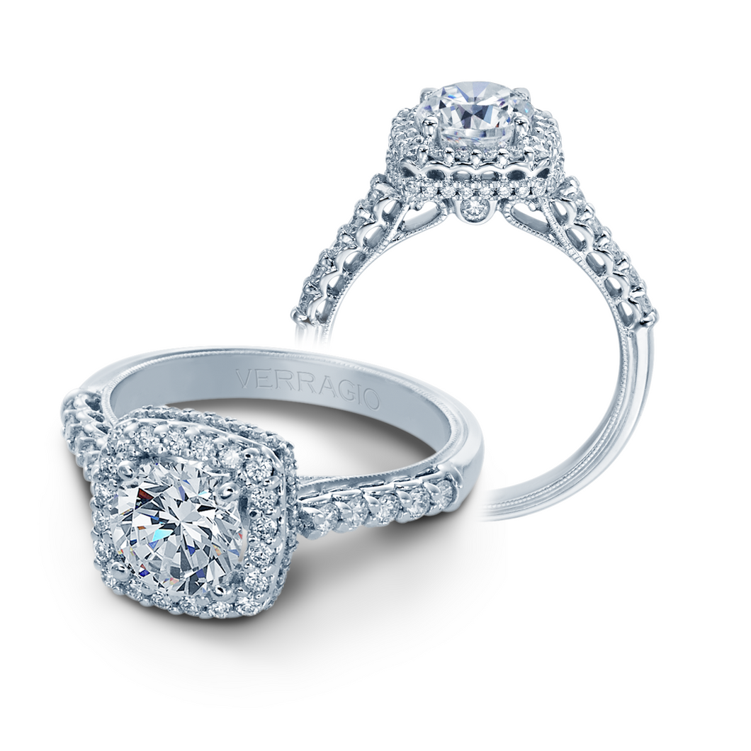 14K White Gold 0.60CT Diamond Semi Mount Engagement Ring V-926-CU7