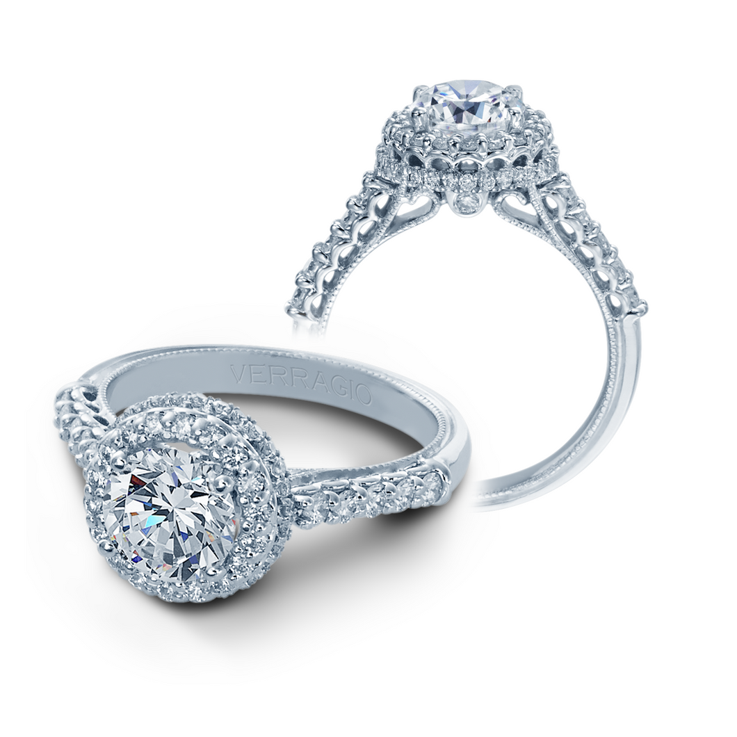 Verragio Renaissance 926 R7 - 14k White Gold Round Halo Engagement Ring