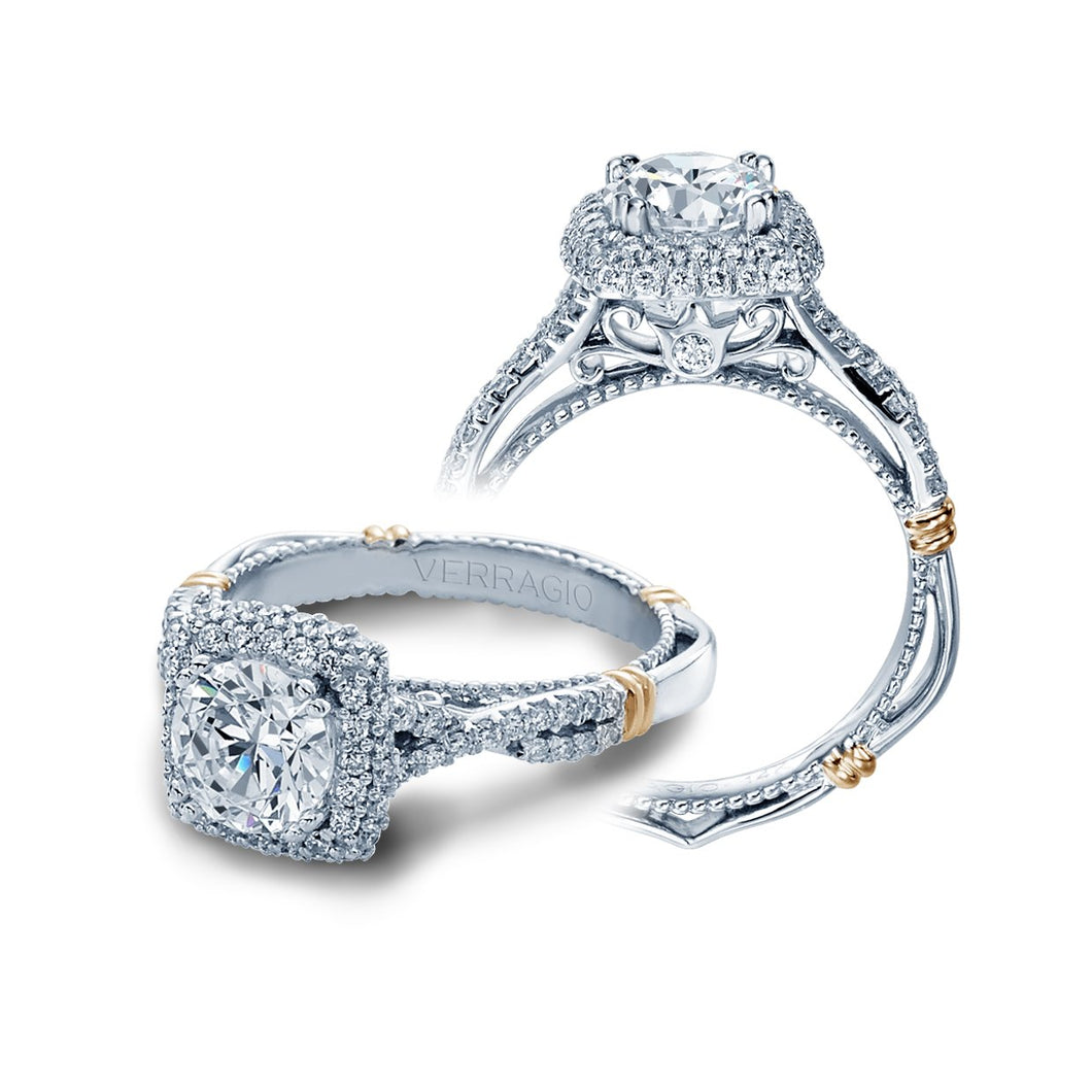 Verragio Parisian Halo split shank diamond engagement ring D-135CU