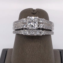Load image into Gallery viewer, 18Kt Gold Center 0.80 Carat Cushion Sides 0.45 Carat Diamonds with Wedding Band
